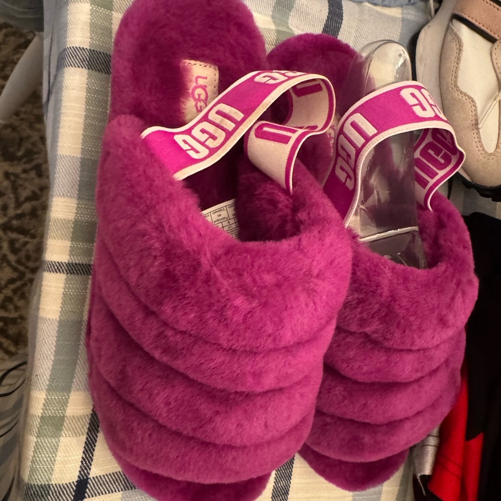 UGG Fuzzy Fuchsia Slippers